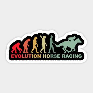 Evolution Horse Racing Retro Equestrian Derby Suit Tee, Kentucky Men Women Jockey Silhouette Design Sticker